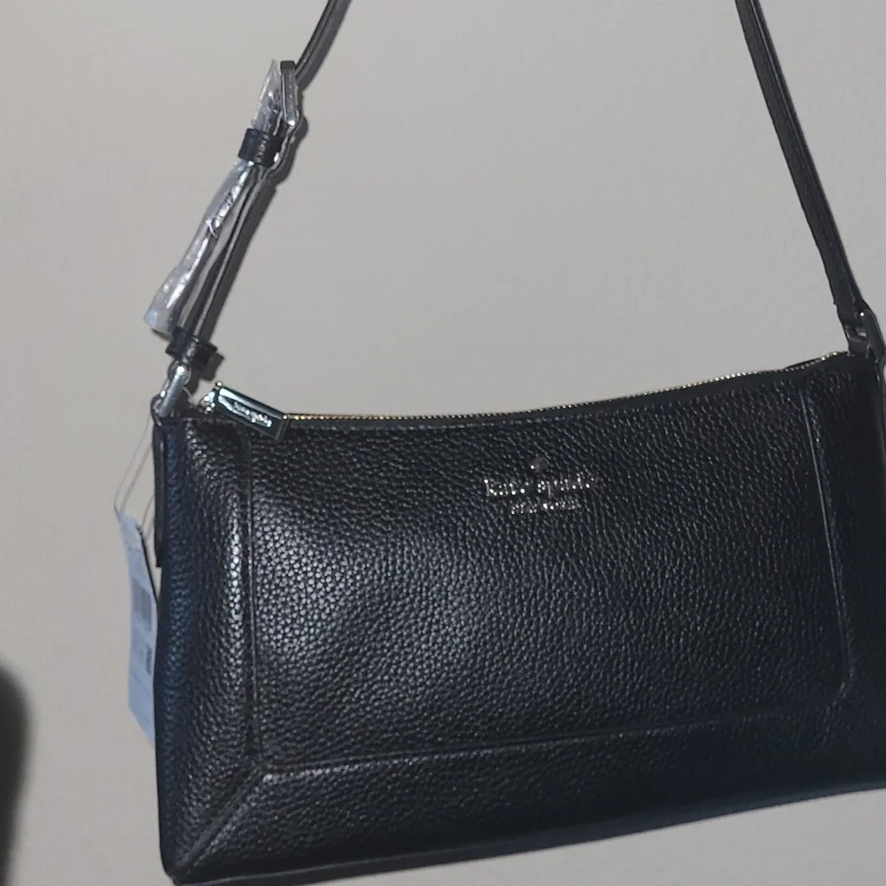 Kate Spade Black Structured Shoulder Bag with Gold Accent